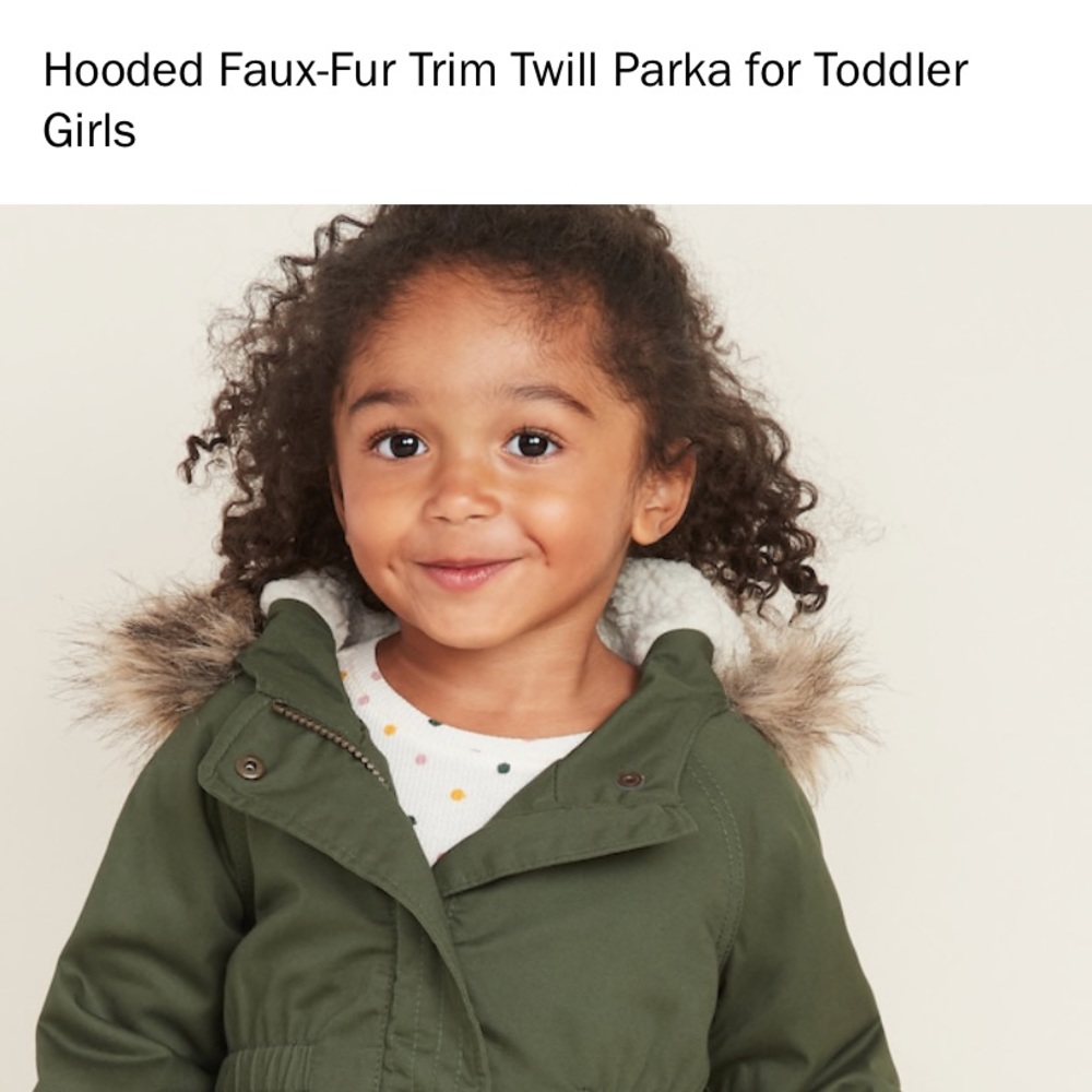 Hooded faux fur twill parka old navy new 3t